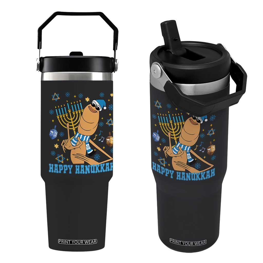 Funny Marcus The Worm Hanukkah Meme Flip Straw Tumbler TS14 One Size: 30 oz Black Print Your Wear