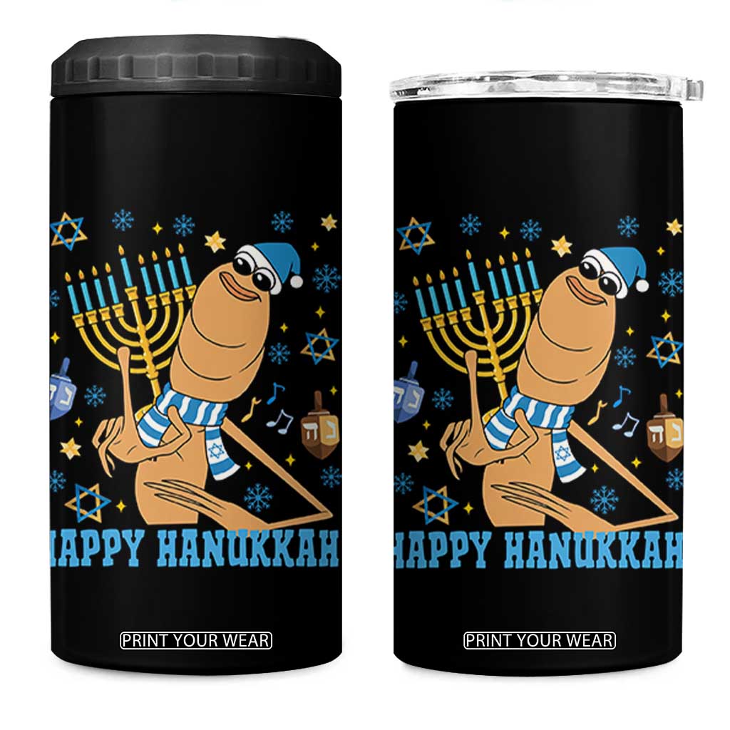 Funny Marcus The Worm Hanukkah Meme 4 in 1 Can Cooler Tumbler TS14 One Size: 16 oz Black Print Your Wear