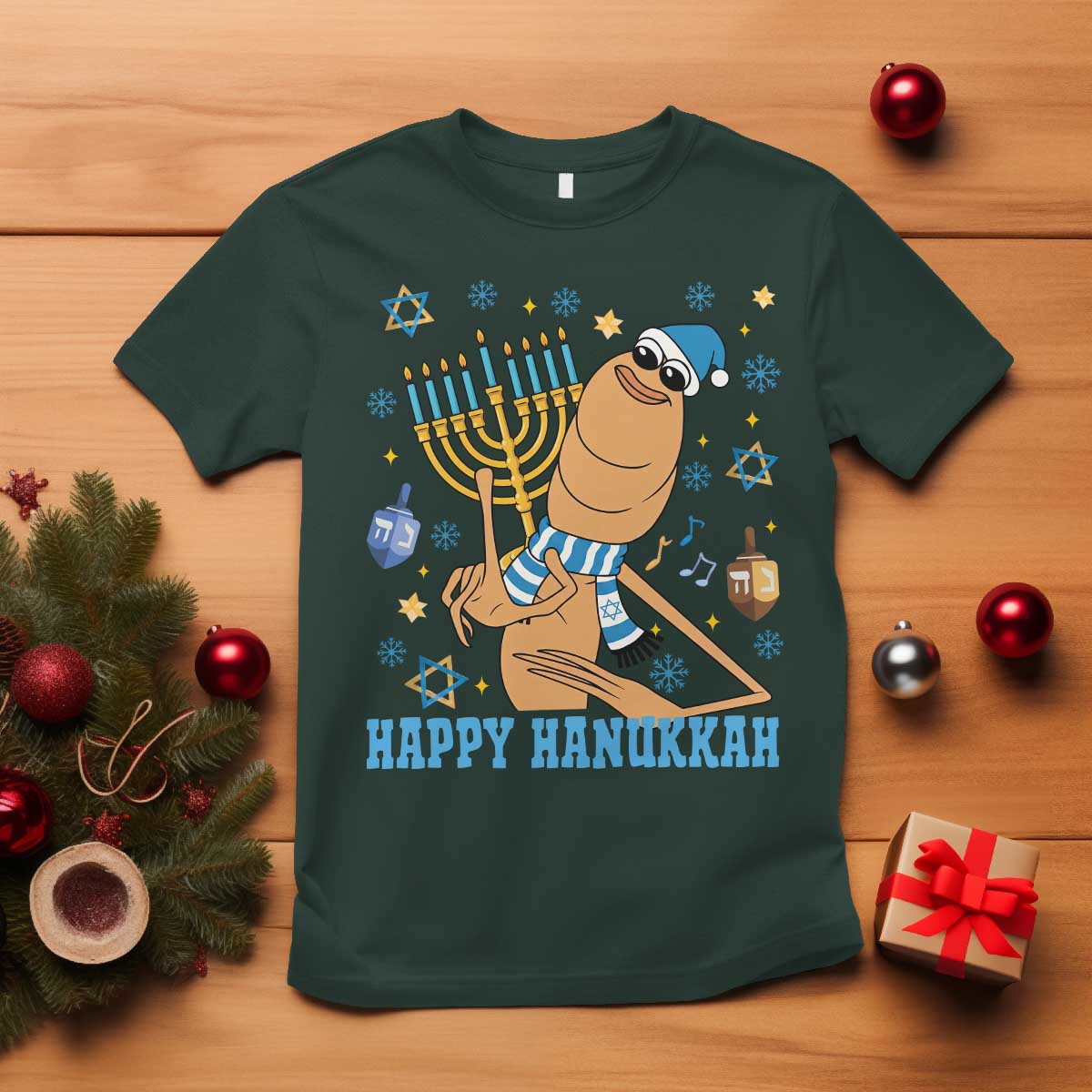 Funny Marcus The Worm Hanukkah Meme T Shirt TS14 Dark Forest Green Print Your Wear