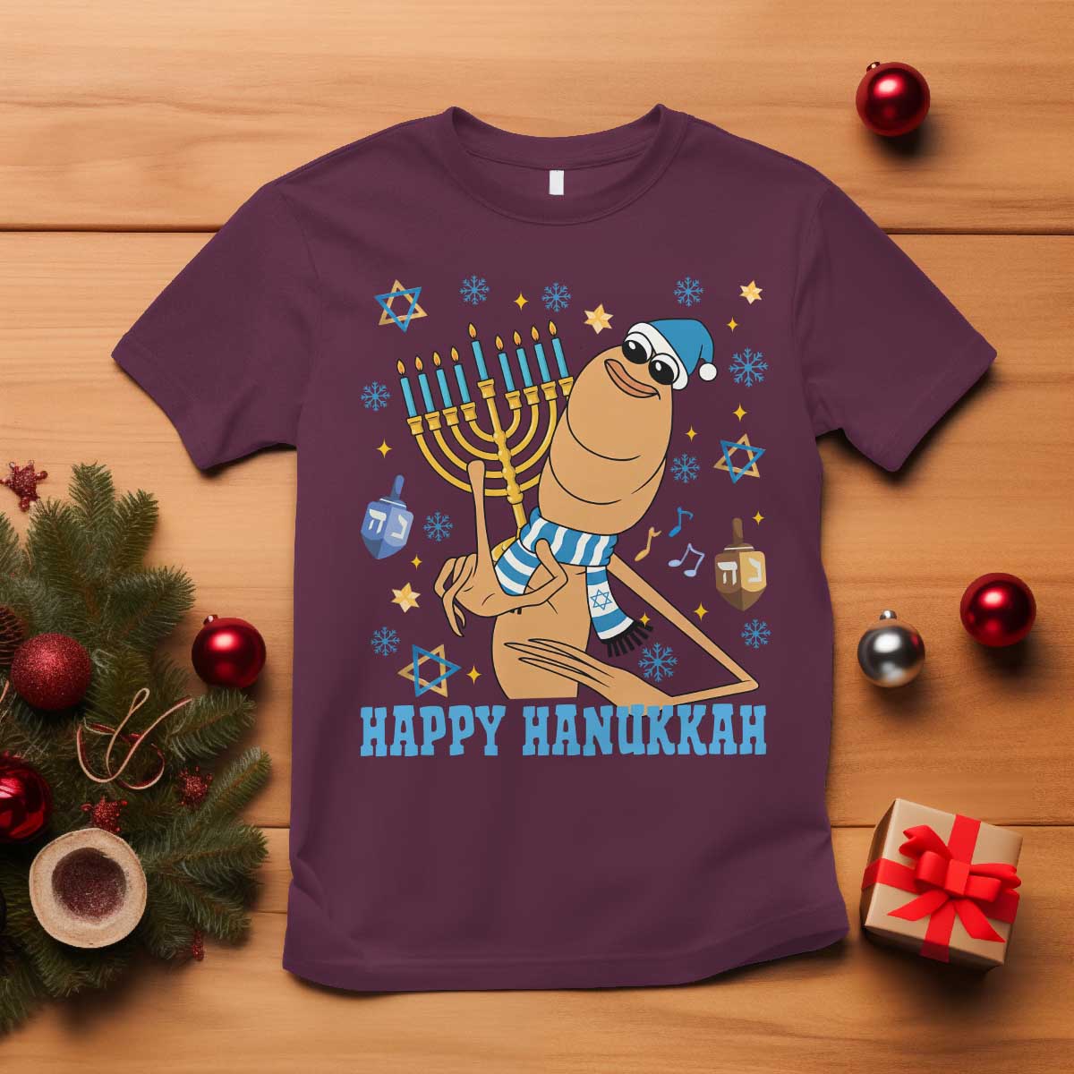 Funny Marcus The Worm Hanukkah Meme T Shirt TS14 Maroon Print Your Wear