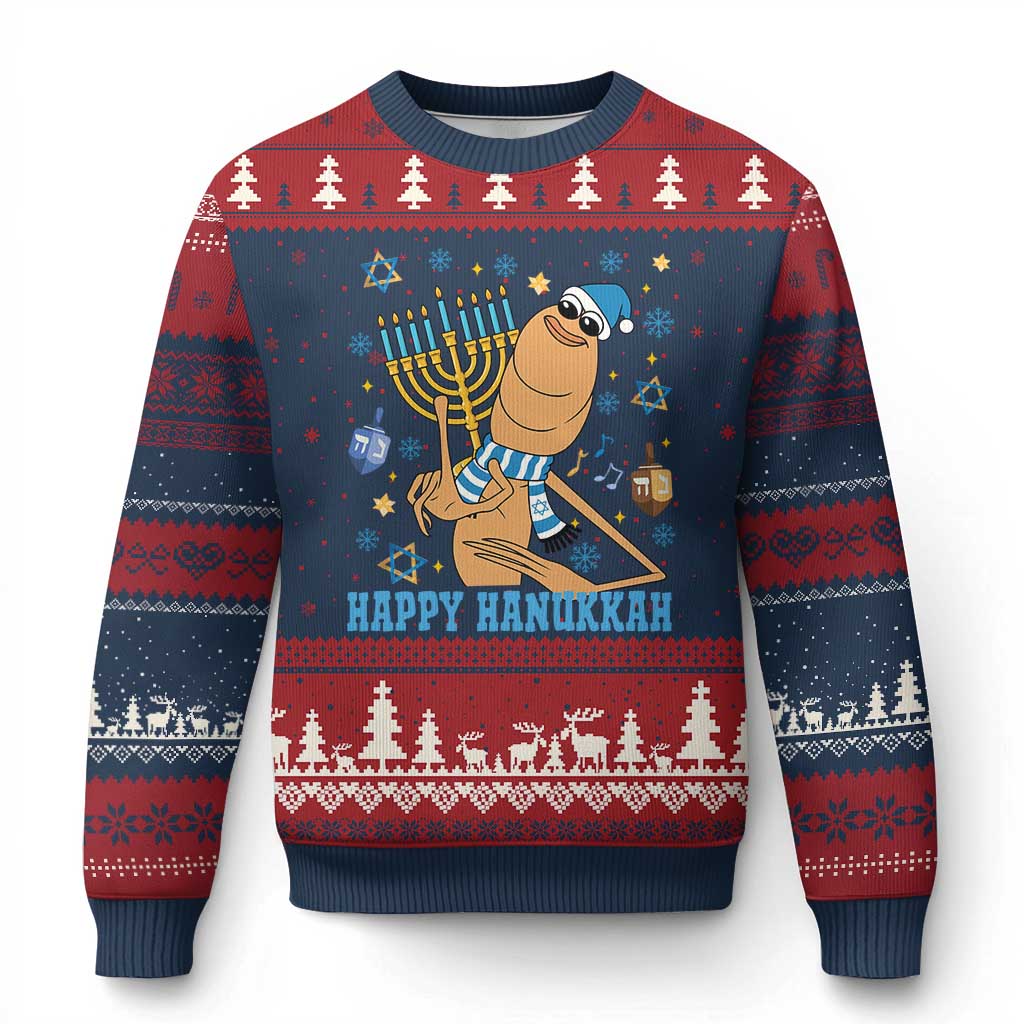 Funny Marcus The Worm Hanukkah Meme Ugly Christmas Sweater TS14 Navy Red Print Your Wear