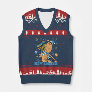 Funny Marcus The Worm Hanukkah Meme V-Neck Knit Sweater Vest TS14 Navy Red Print Your Wear