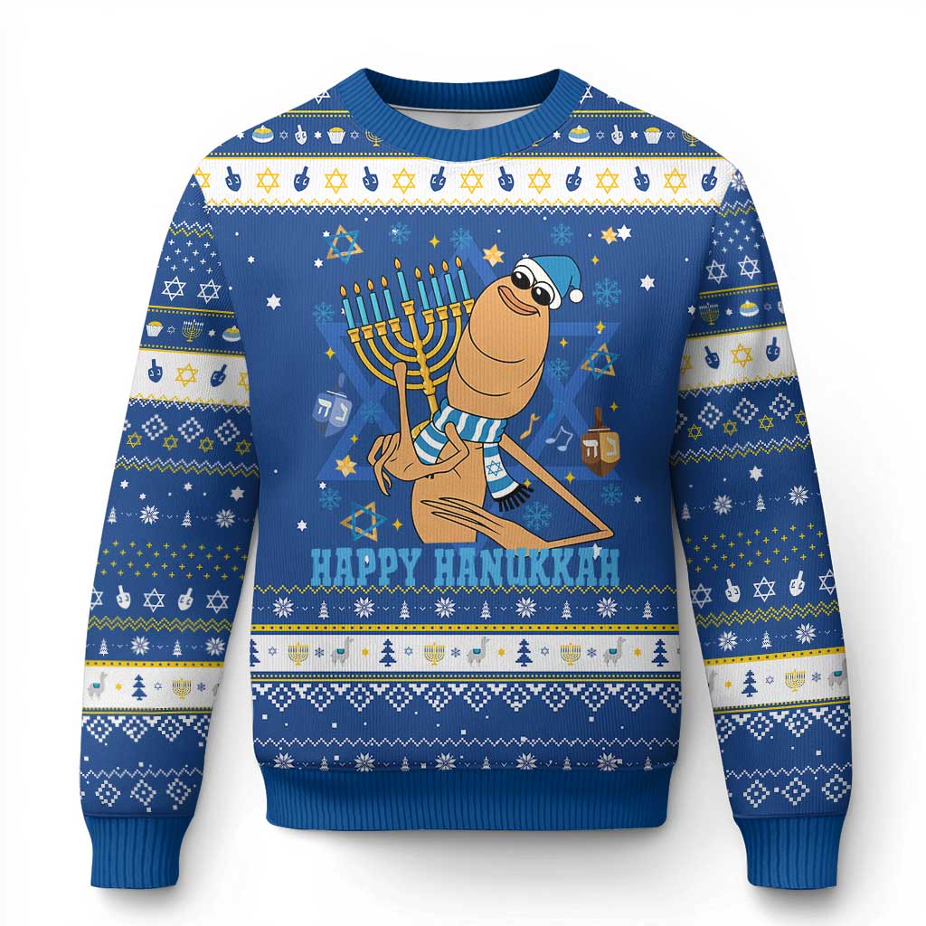 Funny Marcus The Worm Chanukkah Meme Hanukkah Ugly Sweater TS14 Blue White Print Your Wear