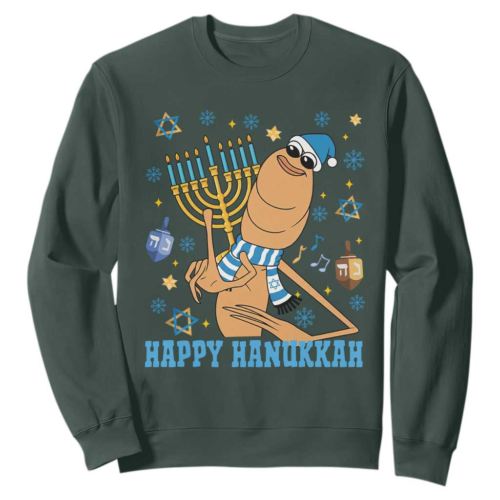 Funny Marcus The Worm Hanukkah Meme Sweatshirt TS14 Dark Forest Green Print Your Wear