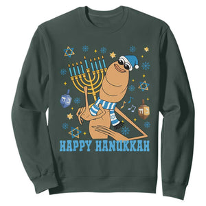 Funny Marcus The Worm Hanukkah Meme Sweatshirt TS14 Dark Forest Green Print Your Wear