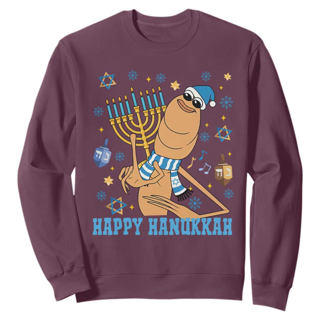 Funny Marcus The Worm Hanukkah Meme Sweatshirt TS14 Maroon Print Your Wear