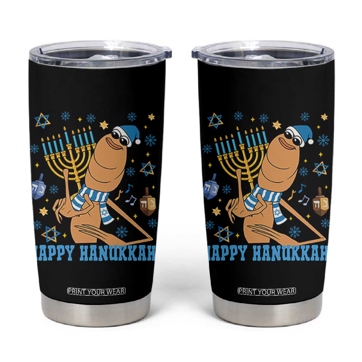 Funny Marcus The Worm Hanukkah Meme Tumbler Cup TS14 Black Print Your Wear