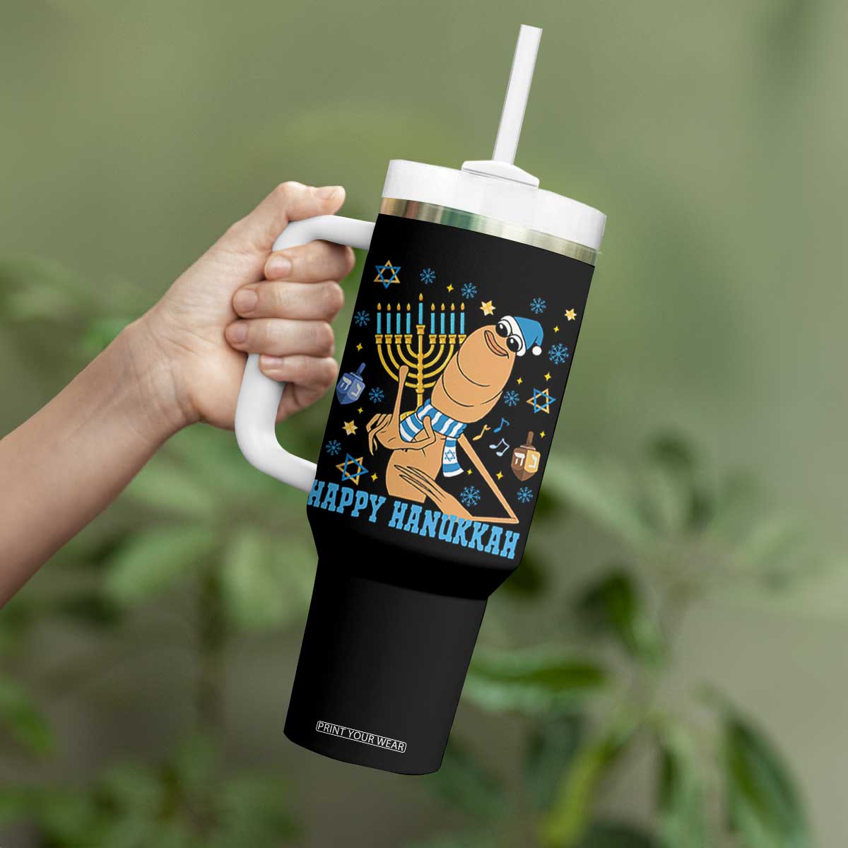 Funny Marcus The Worm Hanukkah Meme Tumbler With Handle TS14 Print Your Wear