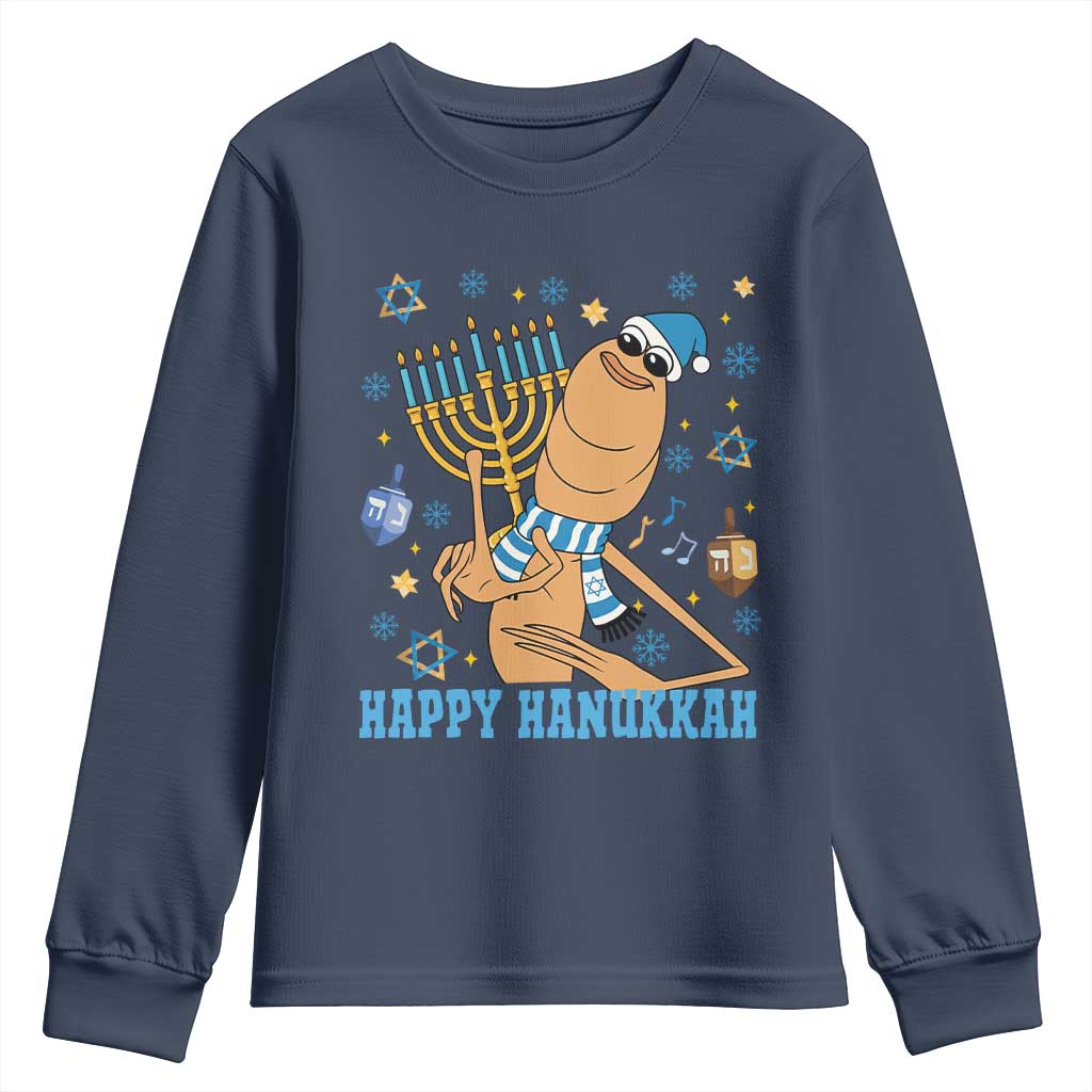 Funny Marcus The Worm Hanukkah Meme Youth Sweatshirt TS14 Navy Print Your Wear