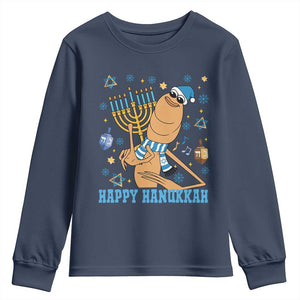 Funny Marcus The Worm Hanukkah Meme Youth Sweatshirt TS14 Navy Print Your Wear