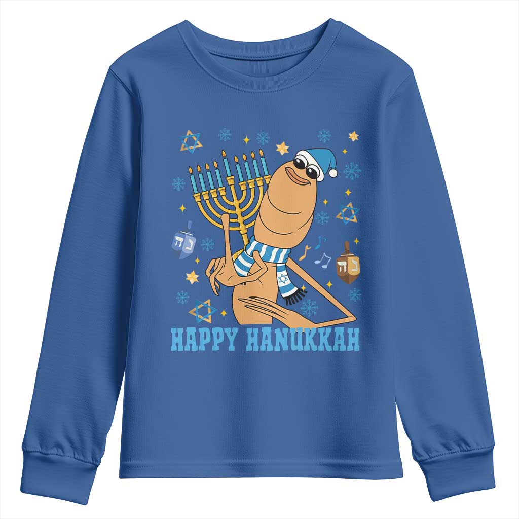 Funny Marcus The Worm Hanukkah Meme Youth Sweatshirt TS14 Royal Blue Print Your Wear