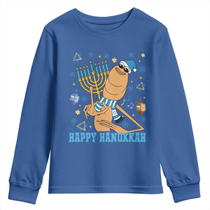 Funny Marcus The Worm Hanukkah Meme Youth Sweatshirt TS14 Royal Blue Print Your Wear