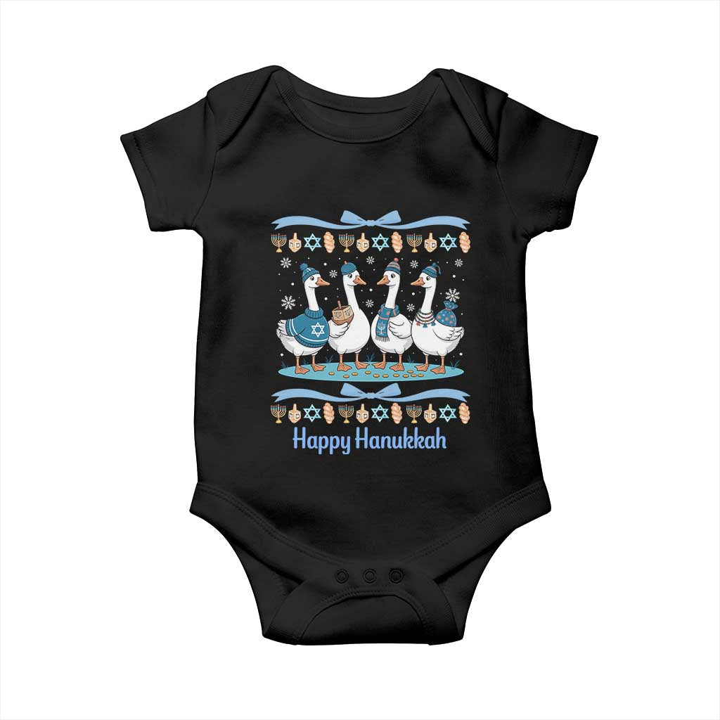 Happy Hanukkah Baby Onesie Funny Silly Goose Chanukah TS14 Black Print Your Wear