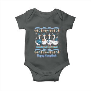 Happy Hanukkah Baby Onesie Funny Silly Goose Chanukah TS14 Dark Heather Print Your Wear