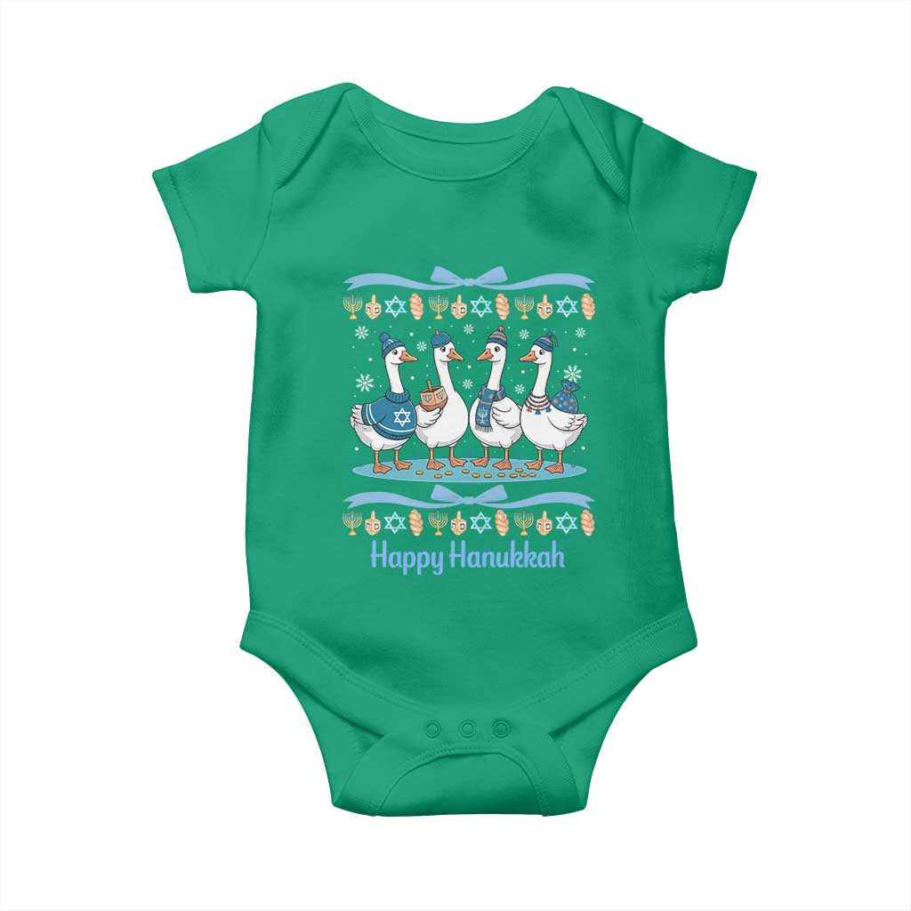 Happy Hanukkah Baby Onesie Funny Silly Goose Chanukah TS14 Irish Green Print Your Wear