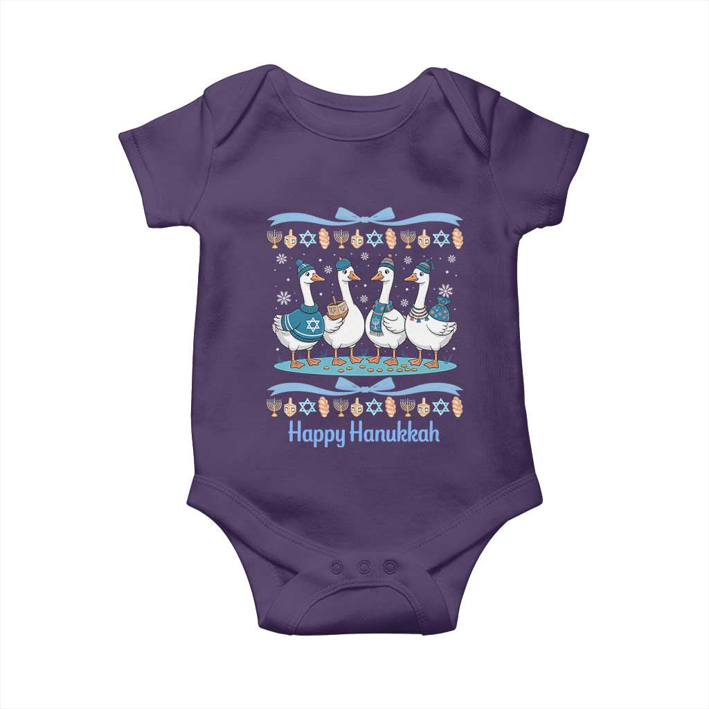 Happy Hanukkah Baby Onesie Funny Silly Goose Chanukah TS14 Purple Print Your Wear