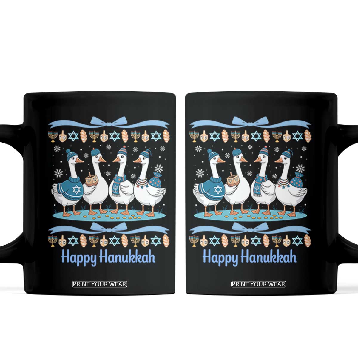 Happy Hanukkah Coffee Mug Funny Silly Goose Chanukah TS14 Black Print Your Wear