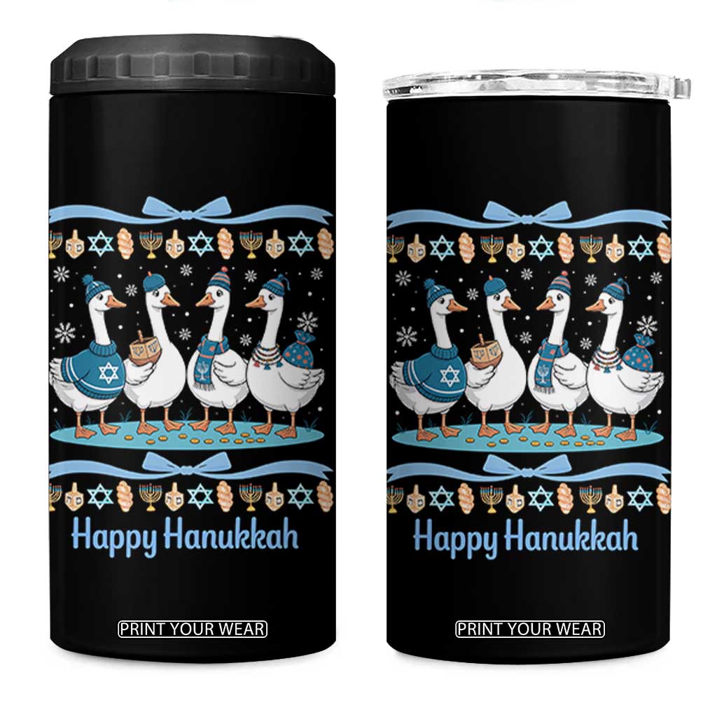 Happy Hanukkah 4 in 1 Can Cooler Tumbler Funny Silly Goose Chanukah TS14 One Size: 16 oz Black Print Your Wear