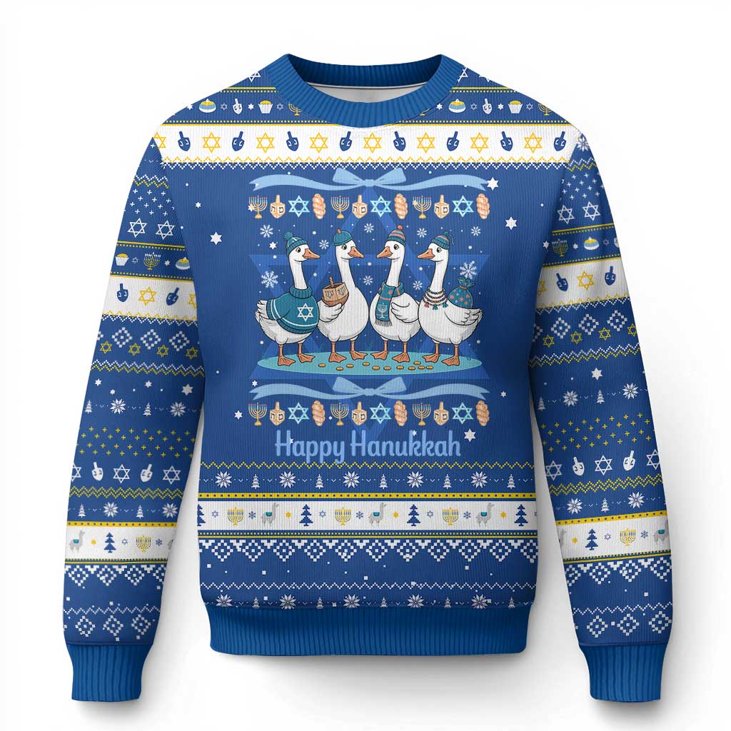 Happy Hanukkah Hanukkah Ugly Sweater Funny Silly Goose Chanukah TS14 Blue White Print Your Wear