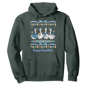 Happy Hanukkah Hoodie Funny Silly Goose Chanukah TS14 Dark Forest Green Print Your Wear