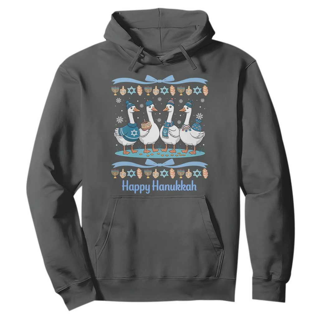 Happy Hanukkah Hoodie Funny Silly Goose Chanukah TS14 Dark Heather Print Your Wear