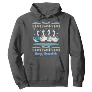 Happy Hanukkah Hoodie Funny Silly Goose Chanukah TS14 Dark Heather Print Your Wear