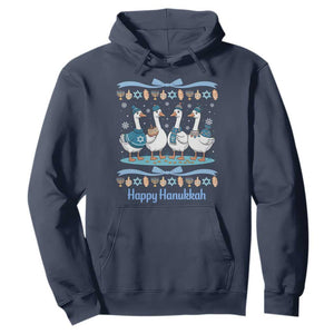 Happy Hanukkah Hoodie Funny Silly Goose Chanukah TS14 Navy Print Your Wear