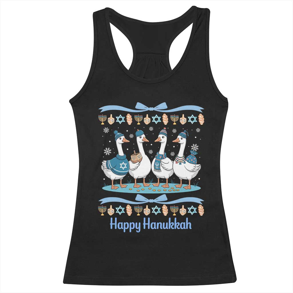 Happy Hanukkah Racerback Tank Top Funny Silly Goose Chanukah TS14 Black Print Your Wear