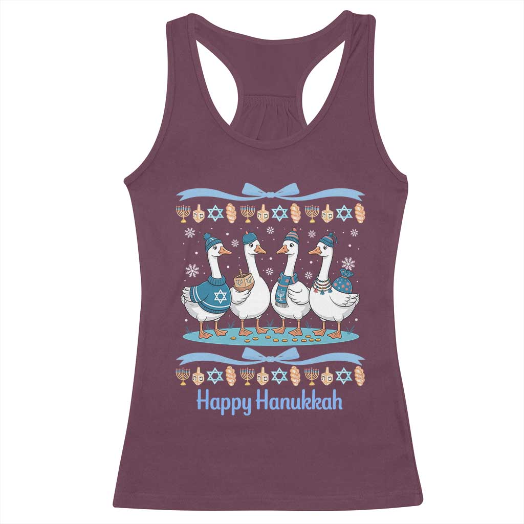 Happy Hanukkah Racerback Tank Top Funny Silly Goose Chanukah TS14 Maroon Print Your Wear