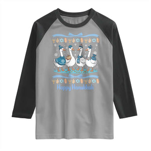 Happy Hanukkah Raglan Shirt Funny Silly Goose Chanukah TS14 Sport Gray Black Print Your Wear