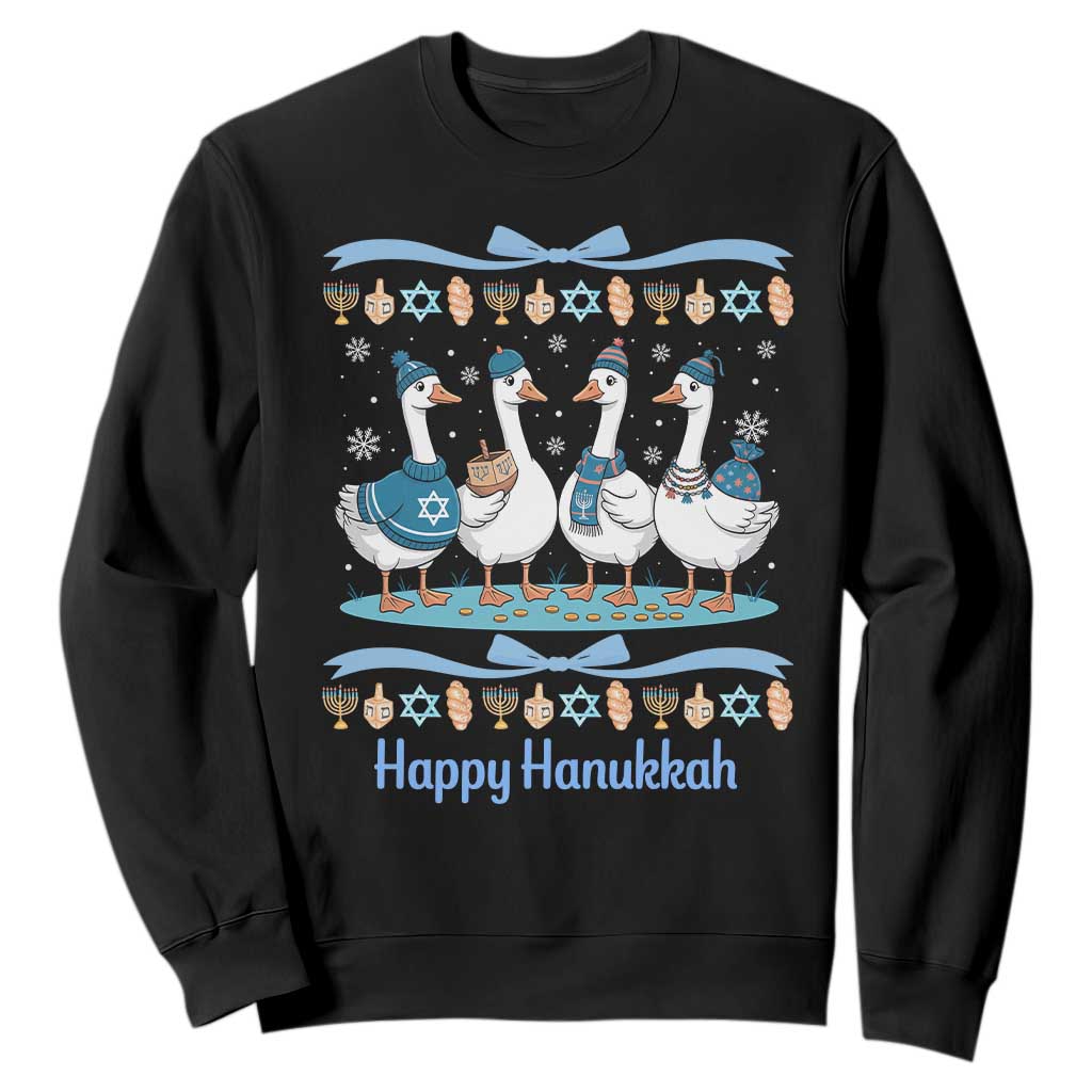 Happy Hanukkah Sweatshirt Funny Silly Goose Chanukah TS14 Black Print Your Wear