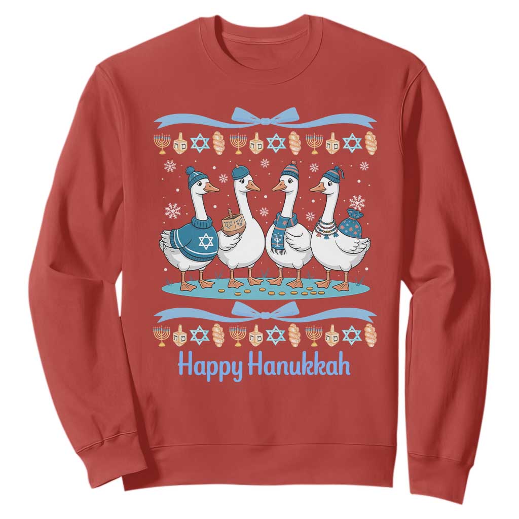 Happy Hanukkah Sweatshirt Funny Silly Goose Chanukah TS14 Red Print Your Wear