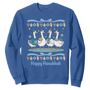 Happy Hanukkah Sweatshirt Funny Silly Goose Chanukah TS14 Royal Blue Print Your Wear