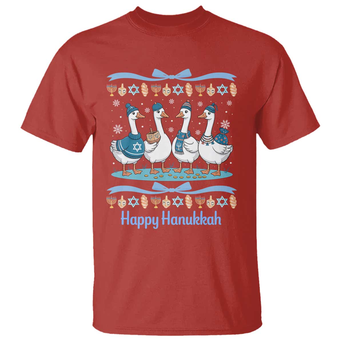 Happy Hanukkah T Shirt Funny Silly Goose Chanukah TS14 Red Print Your Wear