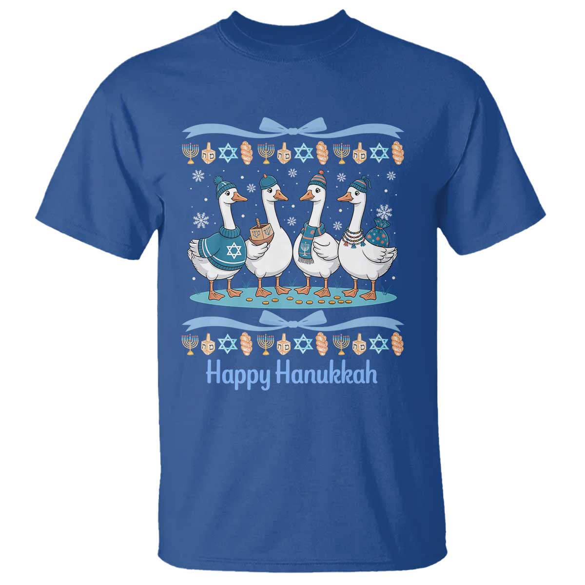 Happy Hanukkah T Shirt Funny Silly Goose Chanukah TS14 Royal Blue Print Your Wear