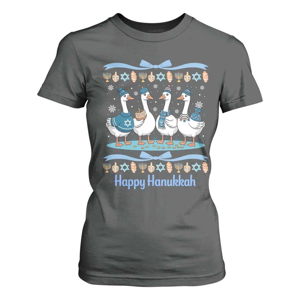 Happy Hanukkah T Shirt For Women Funny Silly Goose Chanukah TS14 Dark Heather Print Your Wear