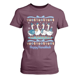 Happy Hanukkah T Shirt For Women Funny Silly Goose Chanukah TS14 Maroon Print Your Wear