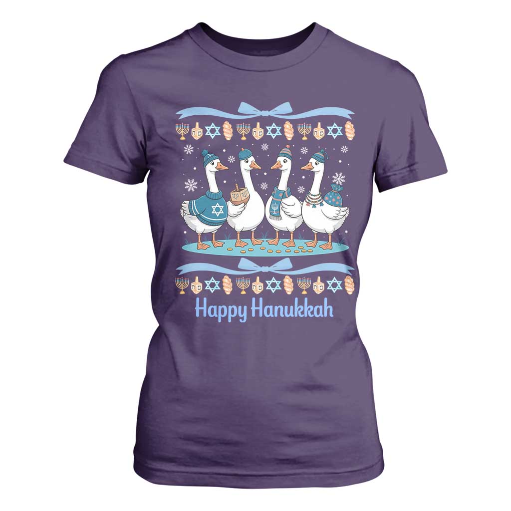 Happy Hanukkah T Shirt For Women Funny Silly Goose Chanukah TS14 Purple Print Your Wear