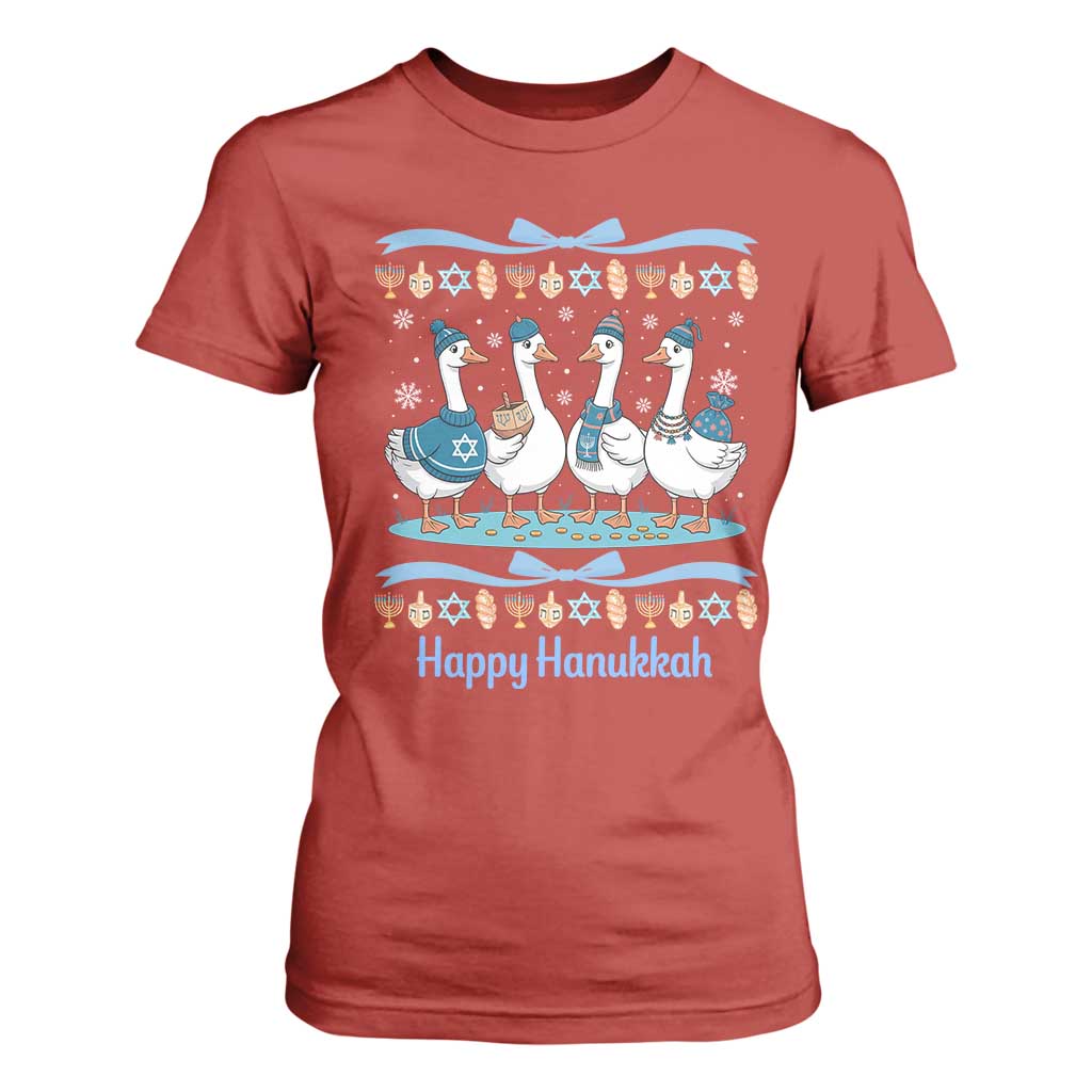 Happy Hanukkah T Shirt For Women Funny Silly Goose Chanukah TS14 Red Print Your Wear