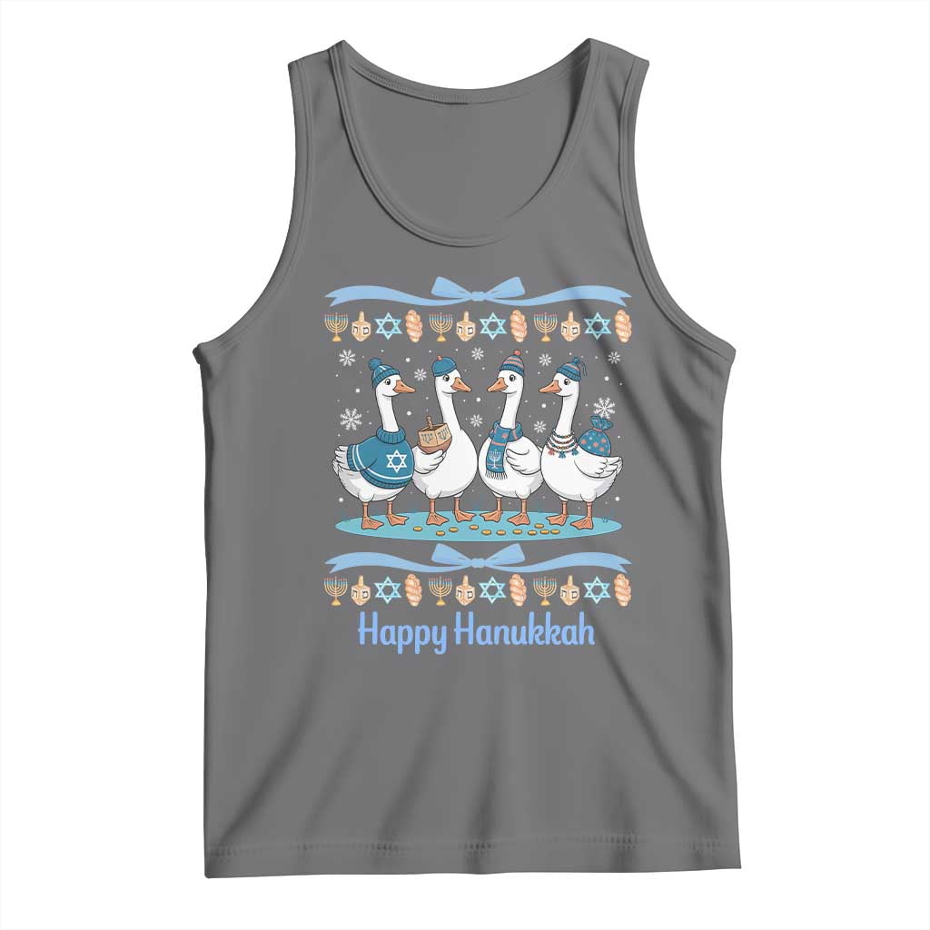 Happy Hanukkah Tank Top Funny Silly Goose Chanukah TS14 Black Heather Print Your Wear