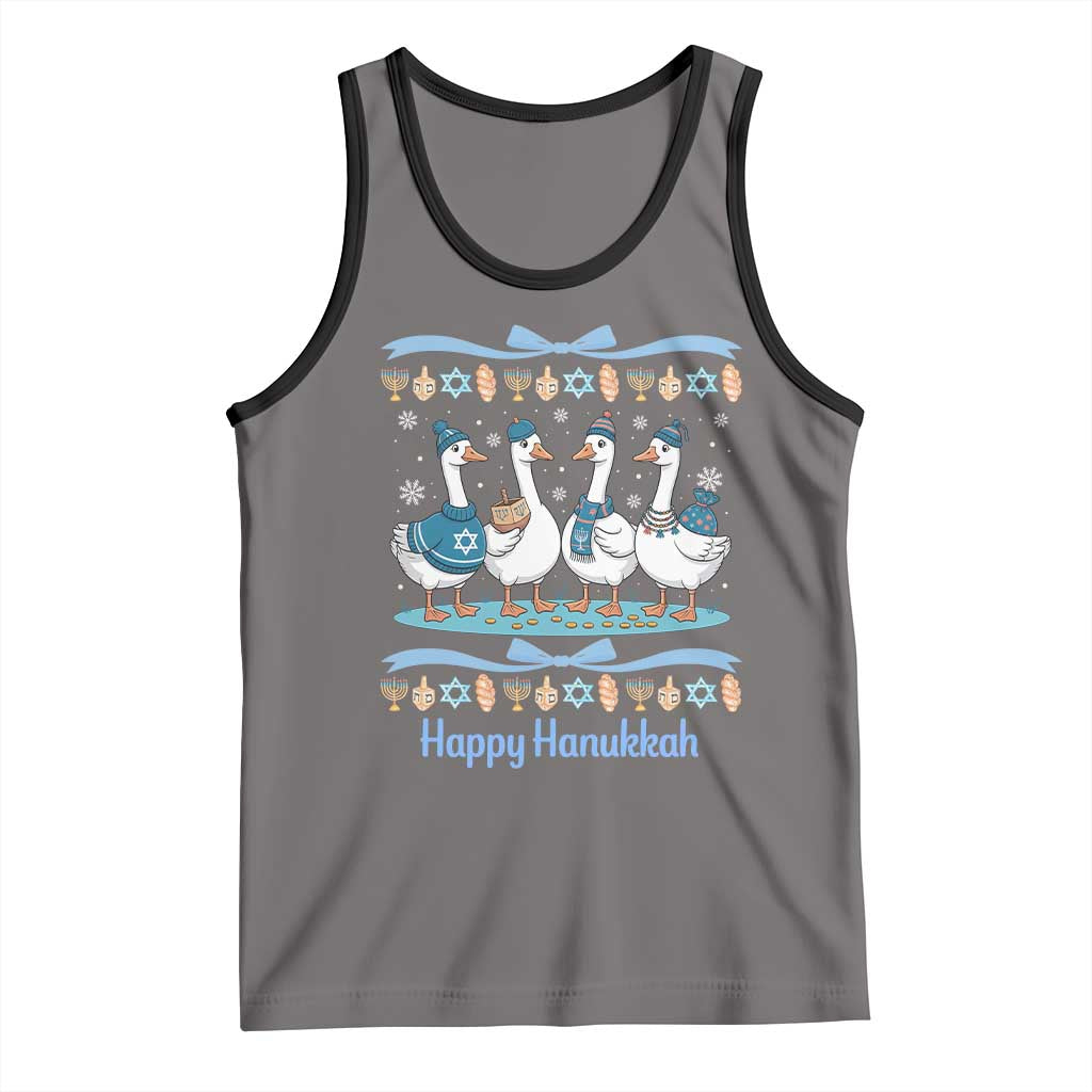 Happy Hanukkah Tank Top Funny Silly Goose Chanukah TS14 Deep Heather Black Print Your Wear