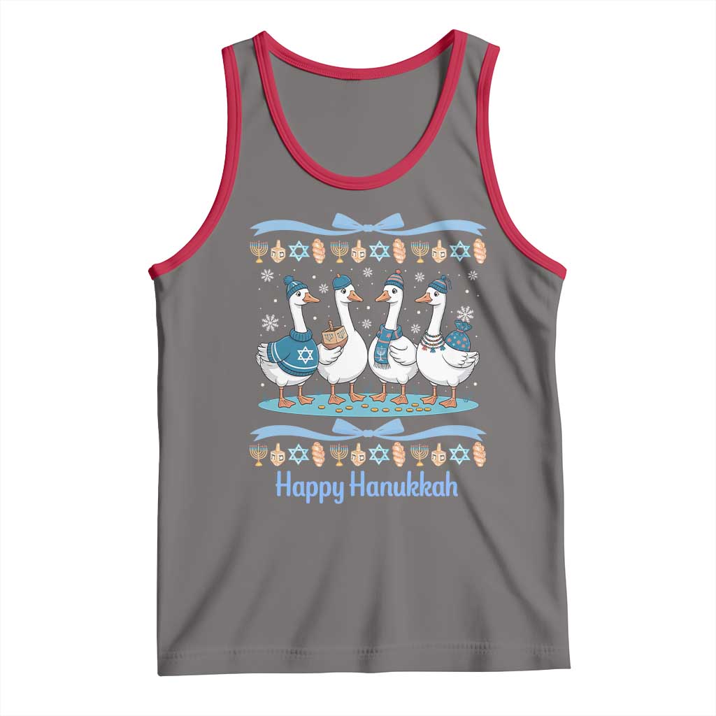 Happy Hanukkah Tank Top Funny Silly Goose Chanukah TS14 Deep Heather Red Print Your Wear