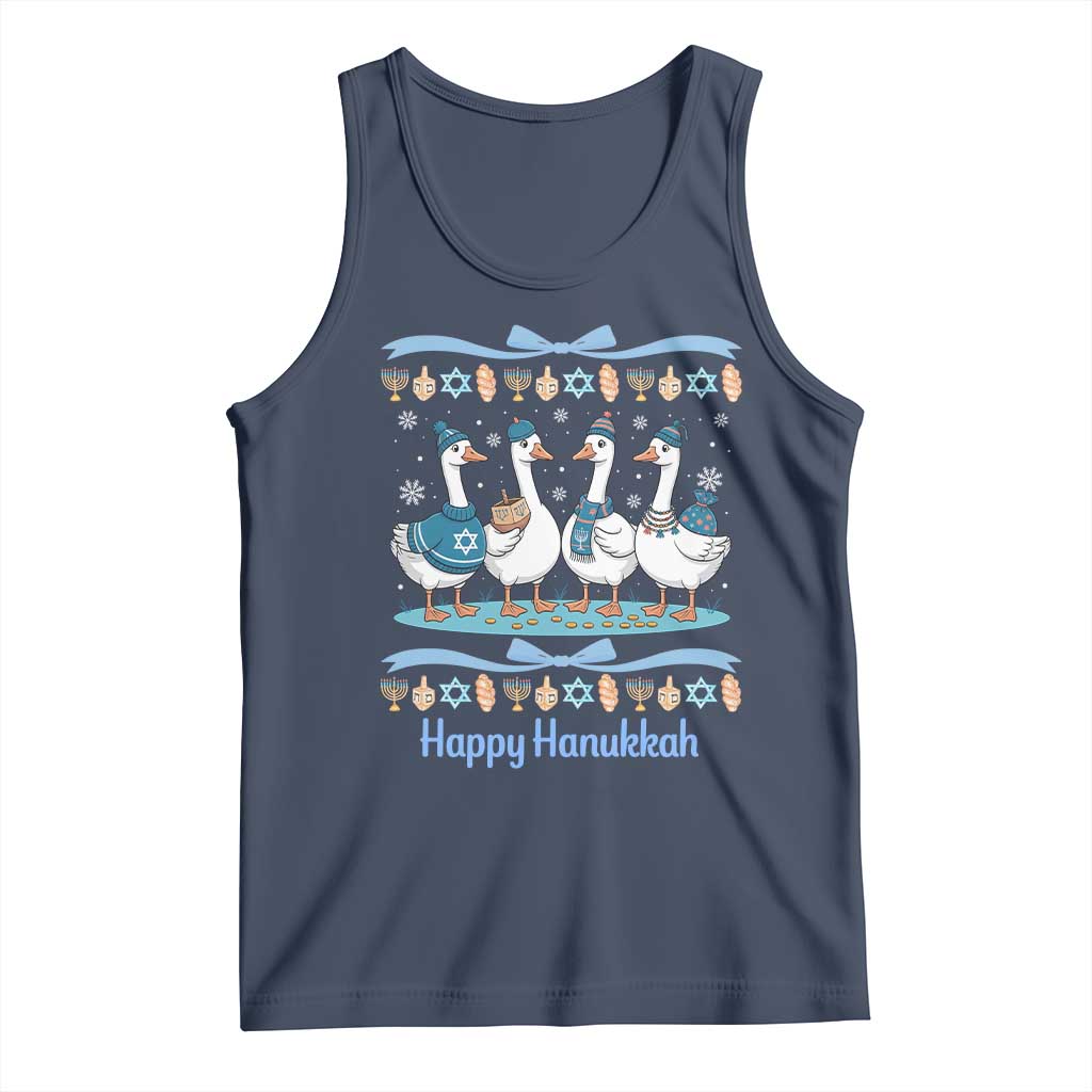 Happy Hanukkah Tank Top Funny Silly Goose Chanukah TS14 Navy Print Your Wear