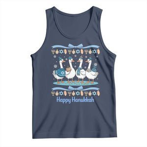 Happy Hanukkah Tank Top Funny Silly Goose Chanukah TS14 Navy Print Your Wear