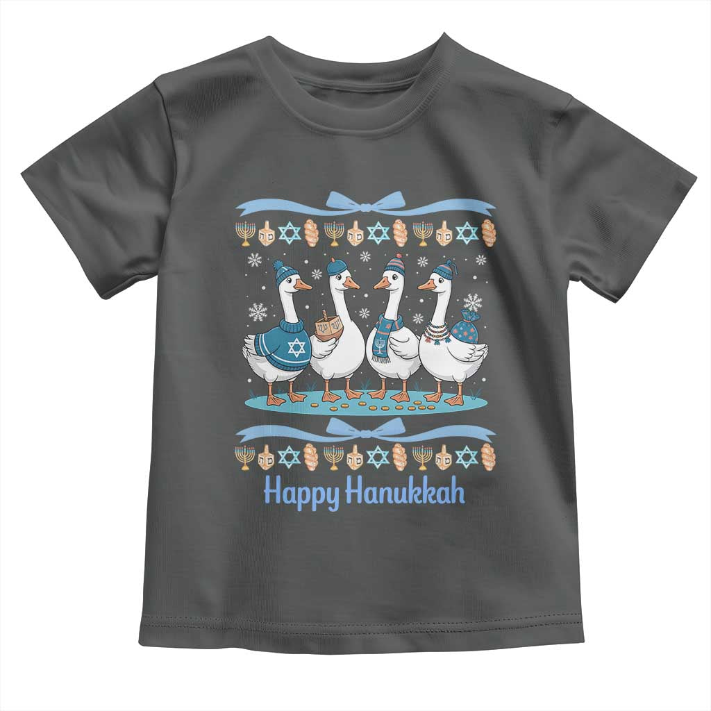Happy Hanukkah Toddler T Shirt Funny Silly Goose Chanukah TS14 Dark Heather Print Your Wear