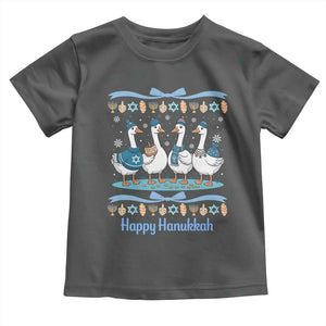 Happy Hanukkah Toddler T Shirt Funny Silly Goose Chanukah TS14 Dark Heather Print Your Wear