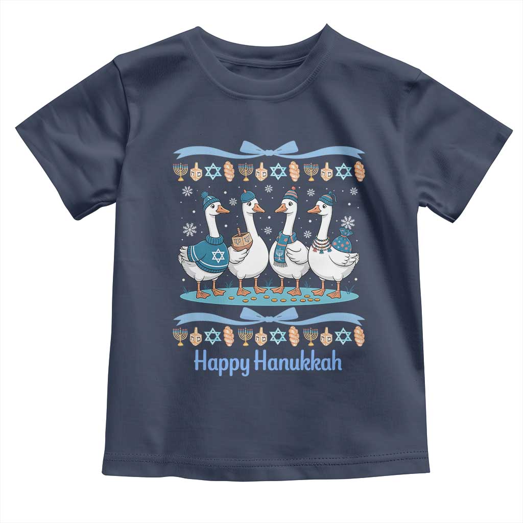 Happy Hanukkah Toddler T Shirt Funny Silly Goose Chanukah TS14 Navy Print Your Wear