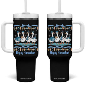 Happy Hanukkah Tumbler With Handle Funny Silly Goose Chanukah TS14 One Size: 40 oz Black Print Your Wear
