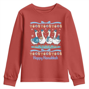 Happy Hanukkah Youth Sweatshirt Funny Silly Goose Chanukah TS14 Red Print Your Wear