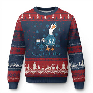 67 Six Seven Silly Goose Hanukkah Meme Ugly Christmas Sweater Happy Honkukkah TS14 Navy Red Print Your Wear